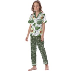 Avocado Pattern - Copy Kids  Satin Short Sleeve Pajamas Set by flowerland