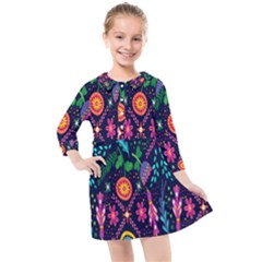 Pattern-vector Kids  Quarter Sleeve Shirt Dress by nate14shop