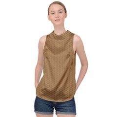 Template-wood Design High Neck Satin Top by nateshop