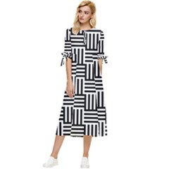 Basket Bow Sleeve Chiffon Midi Dress by nateshop