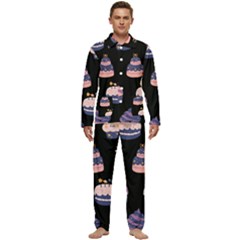 Birthday-cake Men s Long Sleeve Velvet Pocket Pajamas Set by nateshop