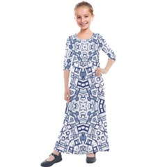 Blue-design Kids  Quarter Sleeve Maxi Dress by nateshop