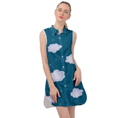 Clouds Sleeveless Shirt Dress by nateshop