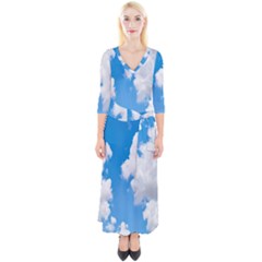 Cloudy Quarter Sleeve Wrap Maxi Dress by nateshop