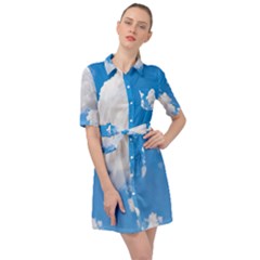 Cloudy Belted Shirt Dress by nateshop