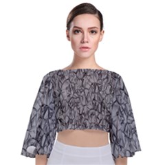 Comb Tie Back Butterfly Sleeve Chiffon Top by nateshop