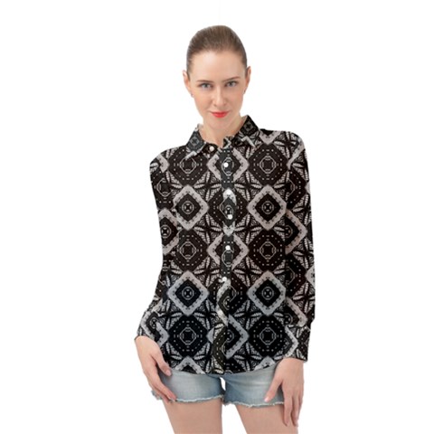 Digital Long Sleeve Chiffon Shirt by nateshop