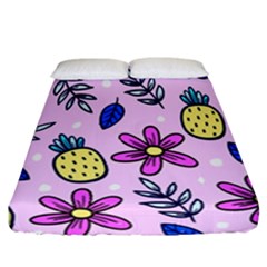 Flowers Purple Fitted Sheet (california King Size) by nateshop