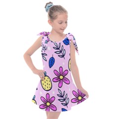 Flowers Purple Kids  Tie Up Tunic Dress by nateshop