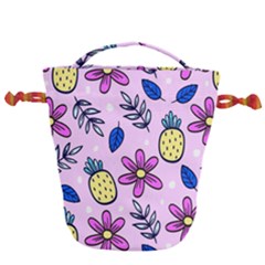 Flowers Purple Drawstring Bucket Bag by nateshop