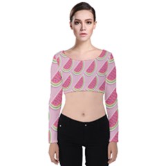 Melons Velvet Long Sleeve Crop Top by nateshop