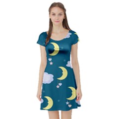 Moon Short Sleeve Skater Dress by nateshop