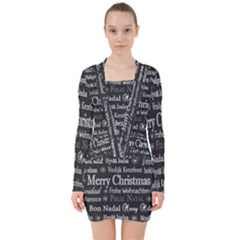 Abstract Advent Backdrop Background Card V-neck Bodycon Long Sleeve Dress by artworkshop