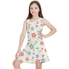  Background Colorful Floral Flowers Kids  Lightweight Sleeveless Dress by artworkshop