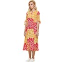 Background Colorful Floral Bow Sleeve Chiffon Midi Dress View2