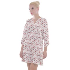 Pattern Christmas Pattern Red Stars Open Neck Shift Dress by Sapixe