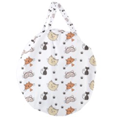 Cat Kitten Design Pattern Giant Round Zipper Tote by Sapixe