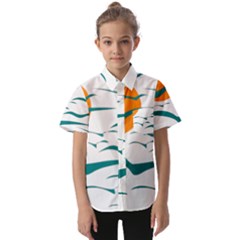 Sunset Glow Sun Bird Kids  Short Sleeve Shirt by Sapixe