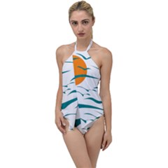 Sunset Glow Sun Bird Go With The Flow One Piece Swimsuit by Sapixe