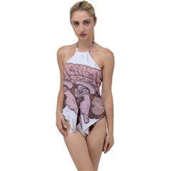 Cerebrum Human Structure Cartoon Human Brain Go With The Flow One Piece Swimsuit by Sapixe