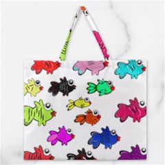 Fish Fishes Marine Life Swimming Water Zipper Large Tote Bag by Sapixe