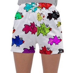 Fish Fishes Marine Life Swimming Water Sleepwear Shorts by Sapixe