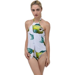 Fish Vector Green Go With The Flow One Piece Swimsuit by Sapixe