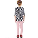 Black And White Chess Checkered Spatial 3d Kids  Quarter Sleeve Raglan Tee View2