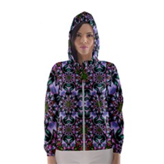 Tropical Blooming Forest With Decorative Flowers Mandala Women s Hooded Windbreaker by pepitasart