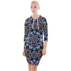 Tropical Blooming Forest With Decorative Flowers Mandala Quarter Sleeve Hood Bodycon Dress by pepitasart