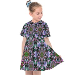 Tropical Blooming Forest With Decorative Flowers Mandala Kids  Sailor Dress by pepitasart