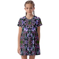 Tropical Blooming Forest With Decorative Flowers Mandala Kids  Asymmetric Collar Dress by pepitasart