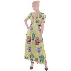 Animals Button Up Short Sleeve Maxi Dress by nateshop