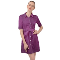 Background-purple Belted Shirt Dress by nateshop