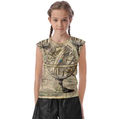 Map Compass Nautical Vintage Kids  Raglan Cap Sleeve Tee by Sapixe