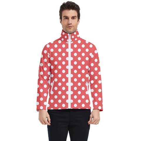 Polka-dots-red White,polkadot Men s Bomber Jacket by nateshop