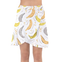 Seamless Stylish Pattern-with-fresh-yellow-bananas-background Wrap Front Skirt by Wegoenart