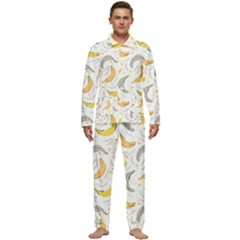 Seamless Stylish Pattern-with-fresh-yellow-bananas-background Men s Long Sleeve Velvet Pocket Pajamas Set by Wegoenart