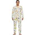 Seamless stylish pattern-with-fresh-yellow-bananas-background Men s Long Sleeve Velvet Pocket Pajamas Set View1