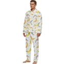 Seamless stylish pattern-with-fresh-yellow-bananas-background Men s Long Sleeve Velvet Pocket Pajamas Set View3