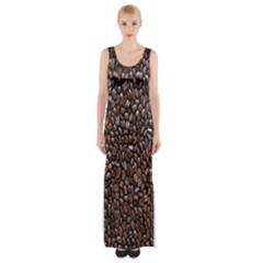 Coffee-beans Thigh Split Maxi Dress by nateshop