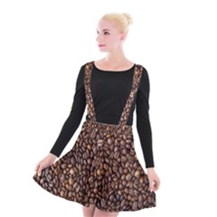 Coffee Beans Food Texture Suspender Skater Skirt by artworkshop