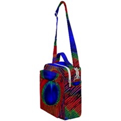 Red Peacock Plumage Fearher Bird Pattern Crossbody Day Bag by Wegoenart