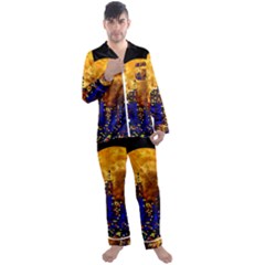 Skyline Frankfurt Abstract Moon Men s Long Sleeve Satin Pajamas Set by Jancukart