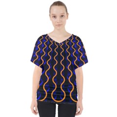 Pattern Abstract Wallpaper Waves V-neck Dolman Drape Top by Jancukart