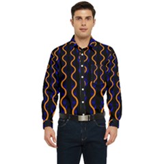 Pattern Abstract Wallpaper Waves Men s Long Sleeve Pocket Shirt  by Jancukart