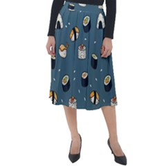 Sushi Pattern Classic Velour Midi Skirt  by Jancukart