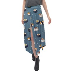 Sushi Pattern Velour Split Maxi Skirt by Jancukart