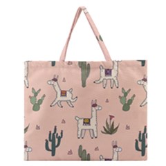 Llamas Pattern Zipper Large Tote Bag by Jancukart