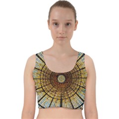 Barcelona Stained Glass Window Velvet Racer Back Crop Top by Amaryn4rt